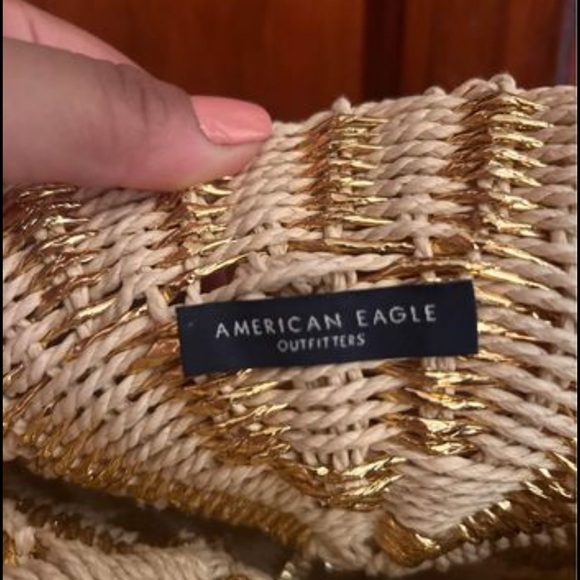 American eagle round wicker purse beige and gold - Picture 4 of 4